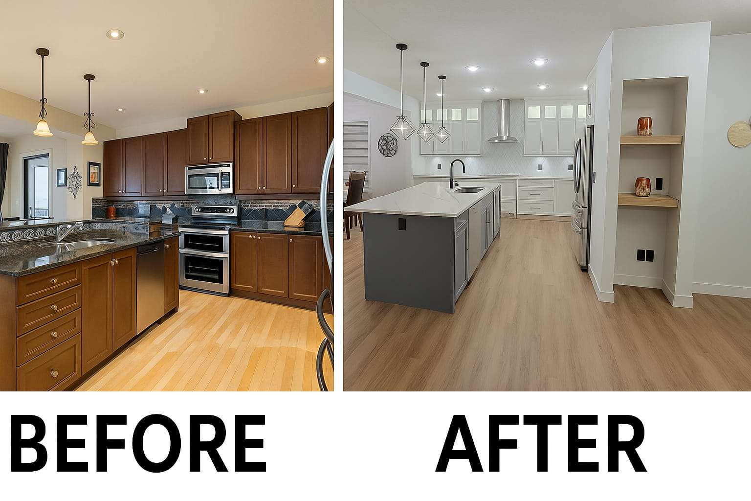 Kitchen before & after
